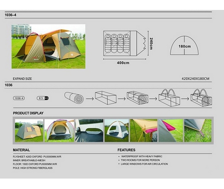 Палатка кемпинговая 4-х местная Mimir Outdoor арт.X-ART1036