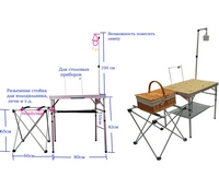 Многофункциональный складной кухонный стол из алюминиевого сплава арт.BBQ751-1