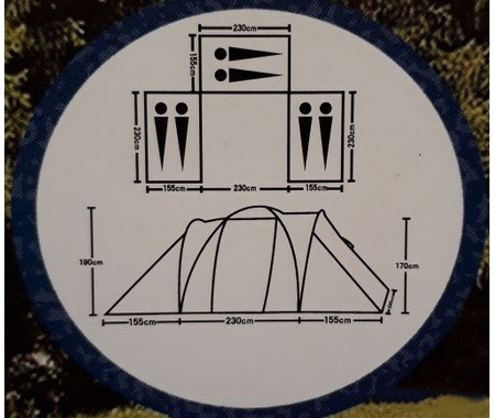 Палатка кемпинговая 3-х комнатная 6-ти местная Lanyu 1699-3
