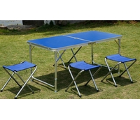 Раскладной стол для пикника и 4 складных стула, цвет столешницы: синий